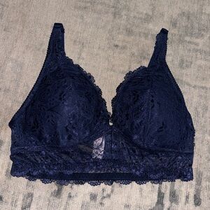 New 1x Vintage Lace Bralette Bra Padded Black Wireless